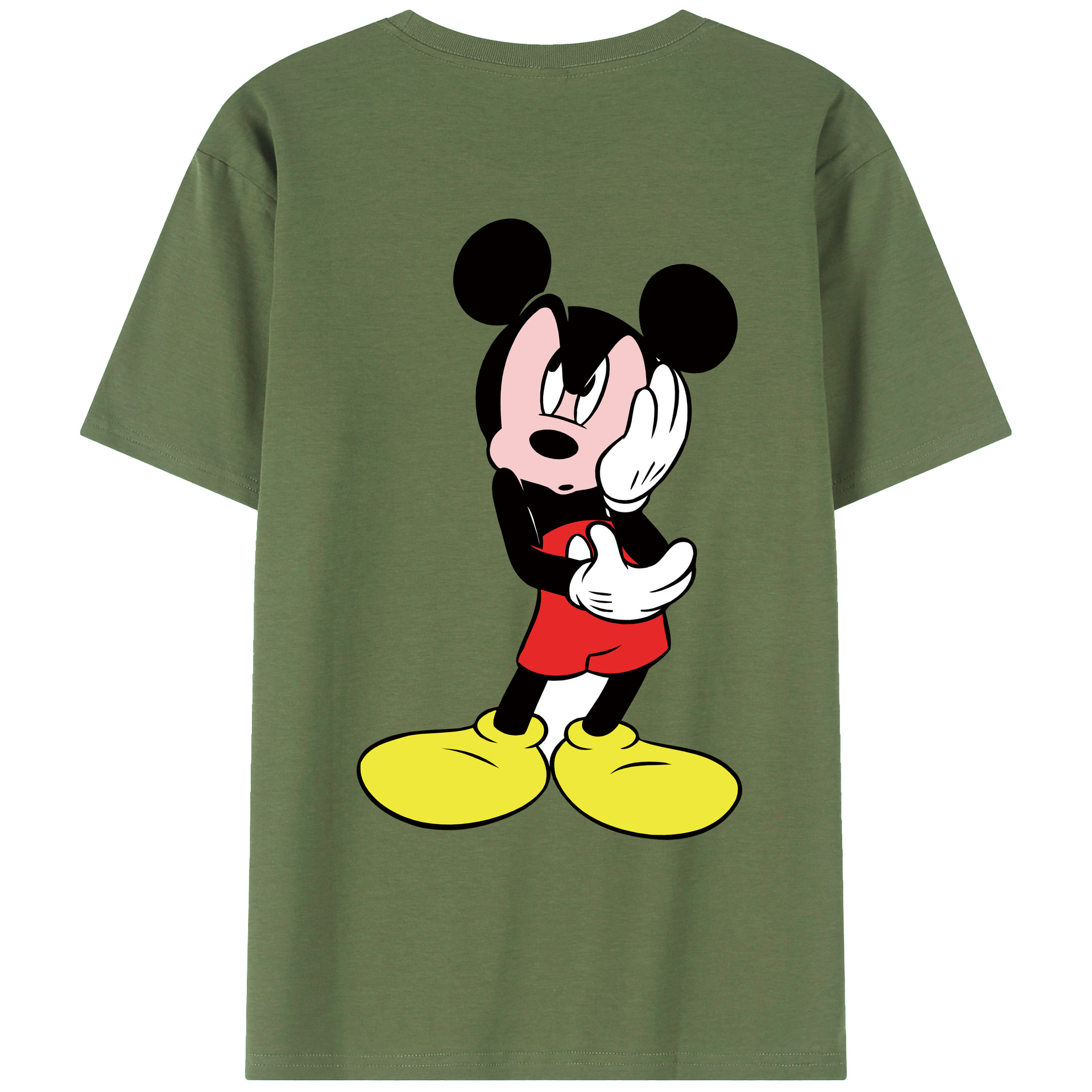ミッキーマウス Mickey Mouse 綿100％ メンズ半袖Tシャツ（バックプリント） 通気性